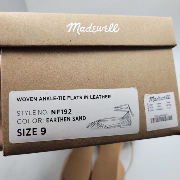 New Madewell The Celina Lace-Up Flat in Woven Leather Ballet Flats Size 9 tan - Picture 9 of 9